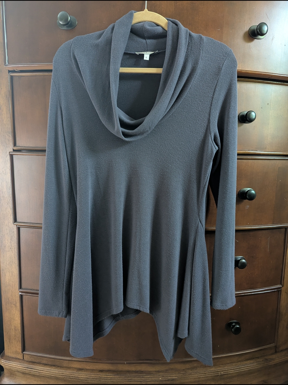 Moa Moa Cowl Neck Long Sleeve Tunic - Dark Gray